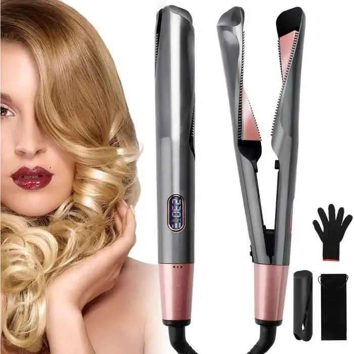 ZHMAO Lisseur Boucleur Cheveux 2 en 1 Fer à Lisser Professionnel en Céramique TourmalineChauffe Rapide Protection de Chaleur