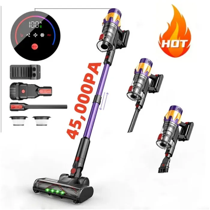 Zitty Aspirateur Balai Sans Fil 50kPa 550W Puissant Anti-Emmêlement Autonomie 60 Min Acier Inoxydable Violet