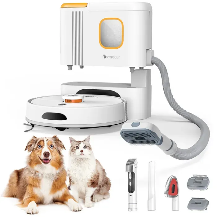 Zitty Aspirateur Robot Laveur D20S MAX+ LDS 6000 Pa Station Auto-Vidage 20 kPa Kit Animaux Sac 3 L 33 cm Blanc