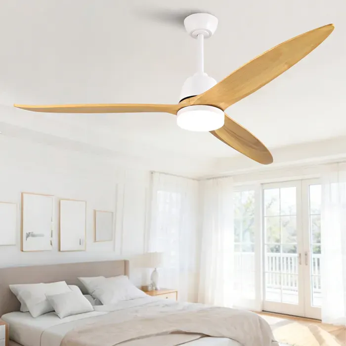 Zitty Grand Ventilateur de Plafond Noir 183cm avec Lumière Dimmable Moteur DC Réversible Pales en Bois Massif Télécommande