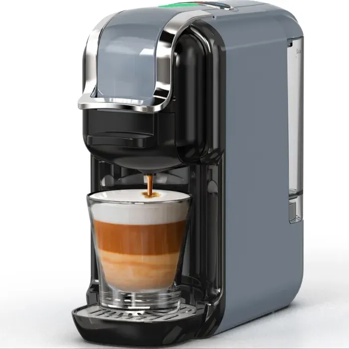Zitty H2B Machine à café chaud froid 5 en 1 Nespresso Dolce Gusto ESE K-Cup café moulu 7 niveaux d’eau inox gris