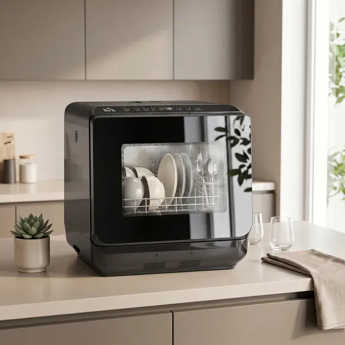 Zitty lave-vaisselle de table compact 4 couverts 6 L séchage 90 min 45 x 44 x 458 cm ABS verre noir