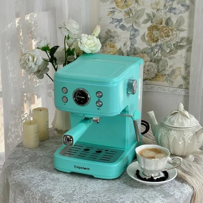 Zitty Machine à Café 20Bar 2-en-1 Capsules & Poudre Aluminium Inox 1500CC Bleu PID