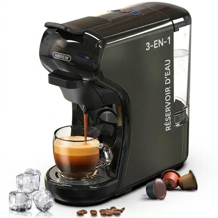 Zitty Machine à café H1A chaud/froid 19 bar 1450 W Nespresso/Dolce Gusto/ESE/K-Cup 26 cm inox noir