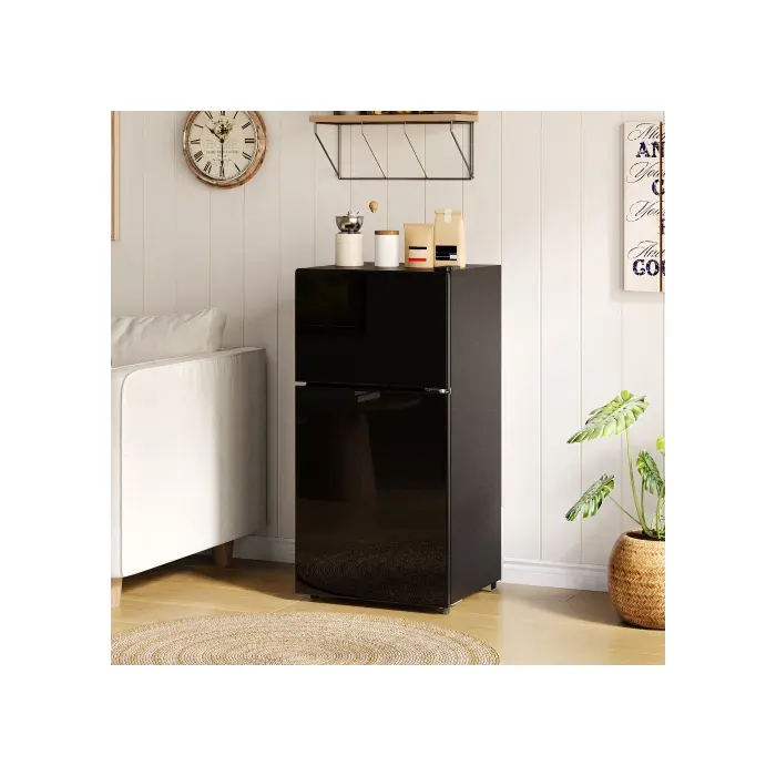 Zitty mini frigo avec congélateur 60 l 2 portes porte en verre éclairage LED 425 x 445 x 875 cm noir