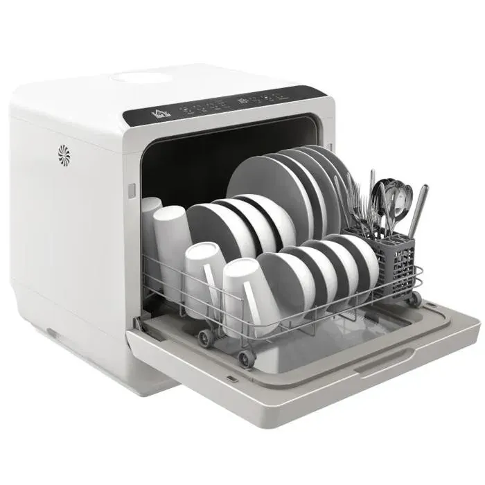 Zitty mini lave-vaisselle compact 4 couverts 6 L séchage 90 min LED tactile ABS polypropylène blanc 45x44x458 cm