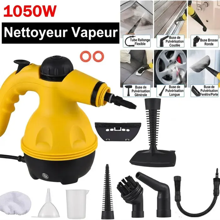 Zitty Nettoyeur Vapeur à Main 1050W Haute Pression Portable 350ml PP Jaune