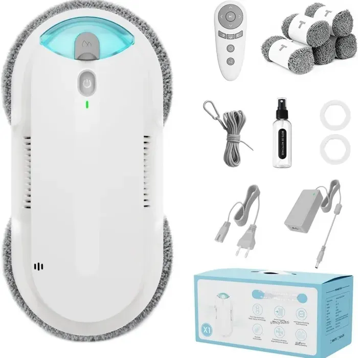 Zitty Robot Lave-Vitres W5 Blanc Aspiration 2400-3200 Pa Pulvérisation 2 Sens Réservoir 60 ml