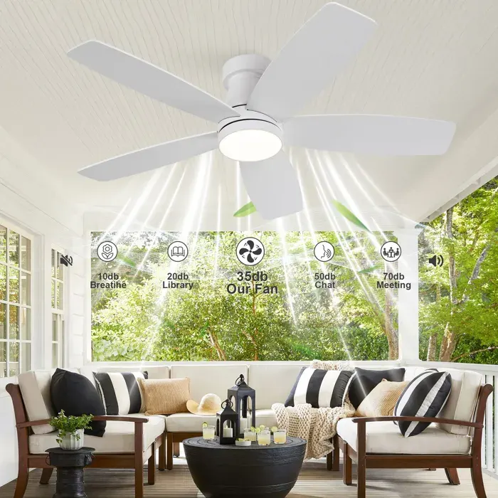 Zitty Ventilateur de Plafond avec Lumière 42 Pouces Télécommande Moteur DC Silencieux Pales Bois Bicolore Blanc/Naturel