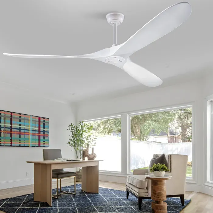 Zitty Ventilateur de Plafond Blanc 70 Pouces Moderne 3 Pales Bois Massif Sans Lumière Télécommande