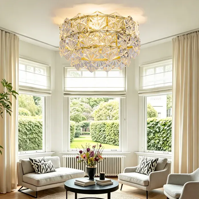 Zitty Ventilateur de Plafond Cristal Doré 19 Pouces Lustre Luxe 6 Vitesses Réversible ABS