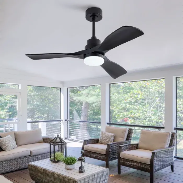 Zitty Ventilateur de Plafond Noir avec Lumière et Télécommande 107cm 3 Pales Moteur DC Réversible Silencieux Style Rustique Métal