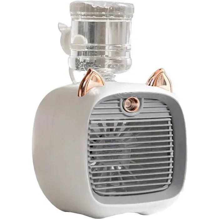 ZREE Ventilateur Rafraîchissant à Eau USB - Mini Climatiseur de Bureau avec Brumisation LED Turbo - Blanc